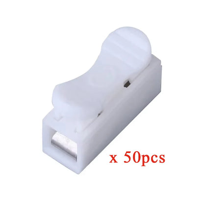 50Pcs 1P 2P No Screw Terminal No Solding Quick Cable Wire Connector Block Spring Clamp