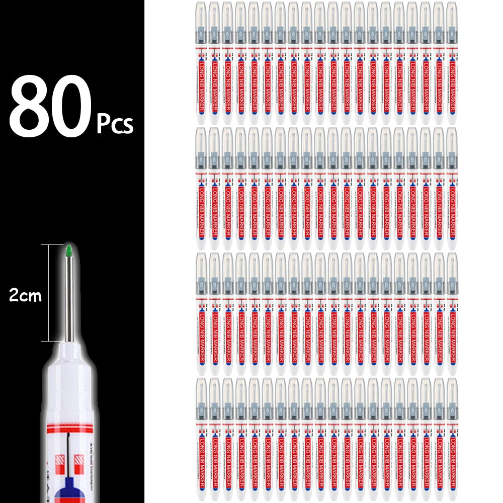 4-80Pcs 2Cm Waterproof Long Head Markers Deep Hole Marker Pen for Metal Carpenter Red/Black/Blue/Green Ink Woodworking Tools