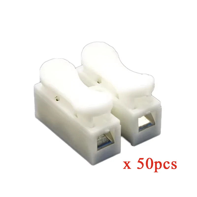 50Pcs 1P 2P No Screw Terminal No Solding Quick Cable Wire Connector Block Spring Clamp