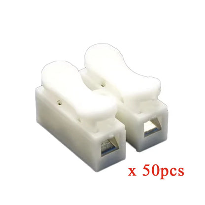50Pcs 1P 2P No Screw Terminal No Solding Quick Cable Wire Connector Block Spring Clamp