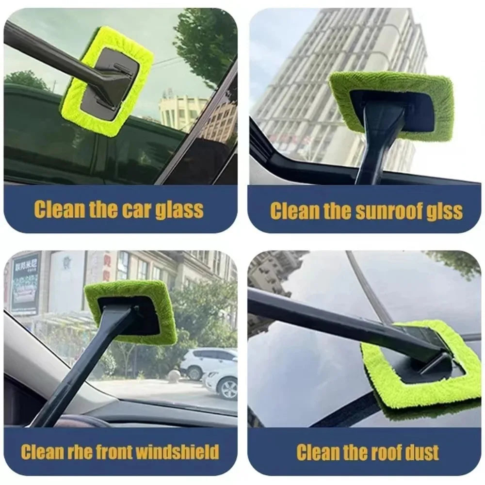 Car Window Cleaner Brush Kit Windshield Cleaning Wash Tool inside Interior Auto Glass Wiper with Long Handle Car Accessories