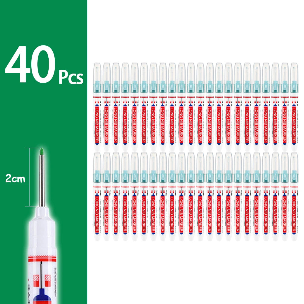 4-80Pcs 2Cm Waterproof Long Head Markers Deep Hole Marker Pen for Metal Carpenter Red/Black/Blue/Green Ink Woodworking Tools
