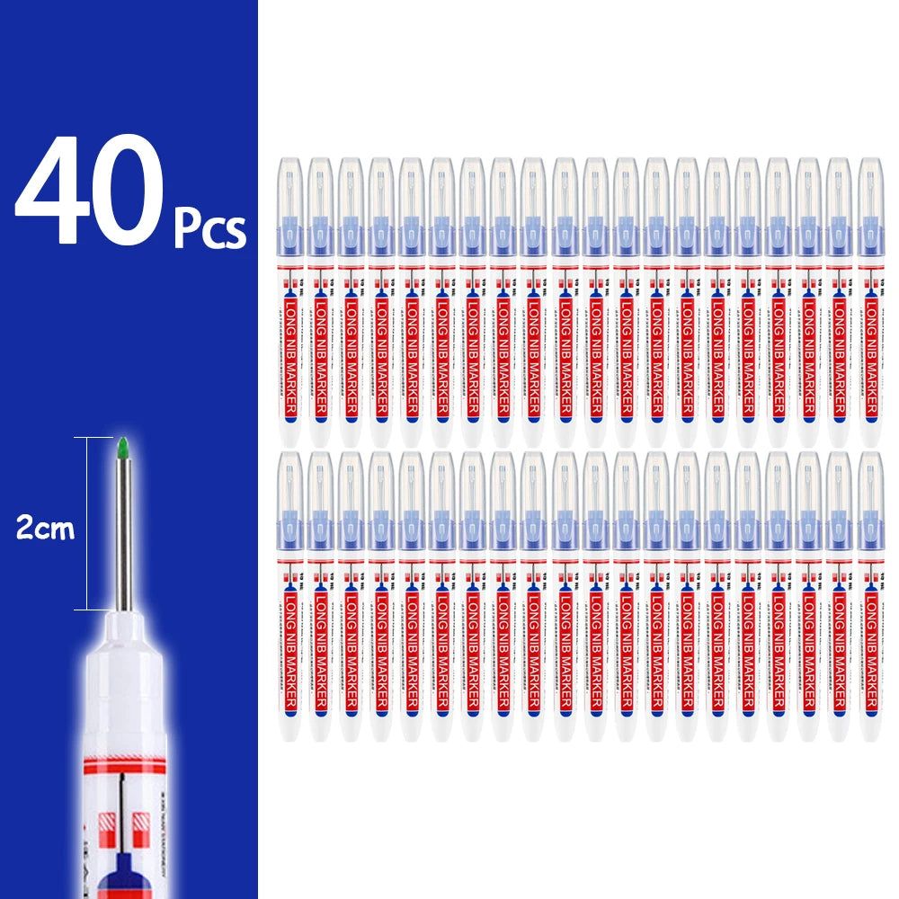 4-80Pcs 2Cm Waterproof Long Head Markers Deep Hole Marker Pen for Metal Carpenter Red/Black/Blue/Green Ink Woodworking Tools