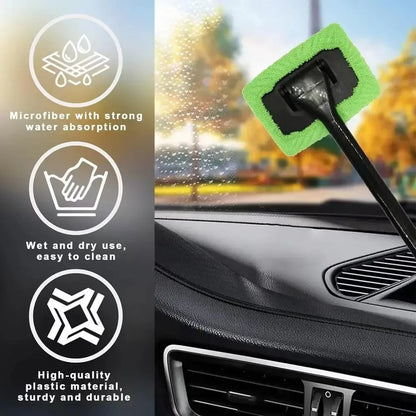 Car Window Cleaner Brush Kit Windshield Cleaning Wash Tool inside Interior Auto Glass Wiper with Long Handle Car Accessories