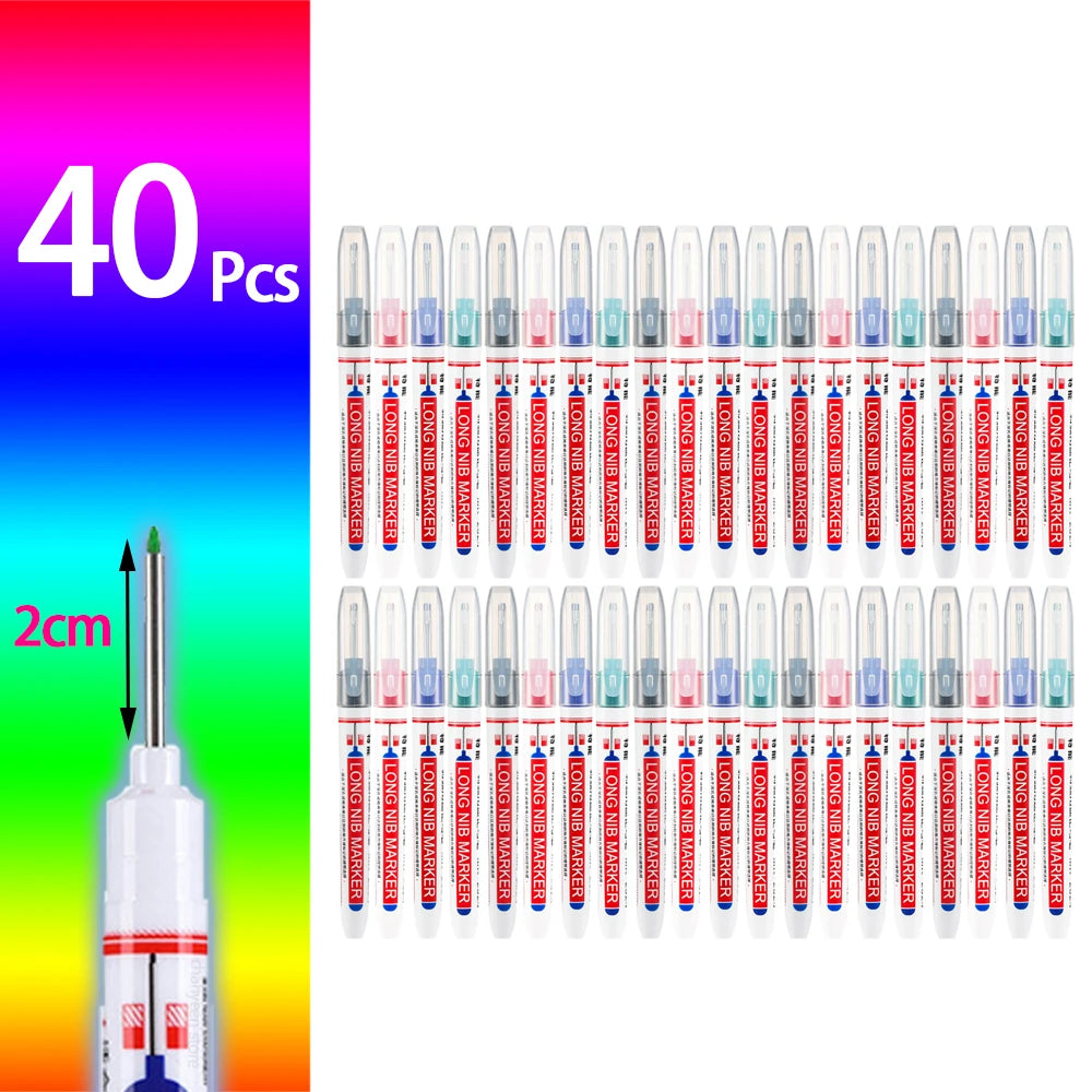 4-80Pcs 2Cm Waterproof Long Head Markers Deep Hole Marker Pen for Metal Carpenter Red/Black/Blue/Green Ink Woodworking Tools