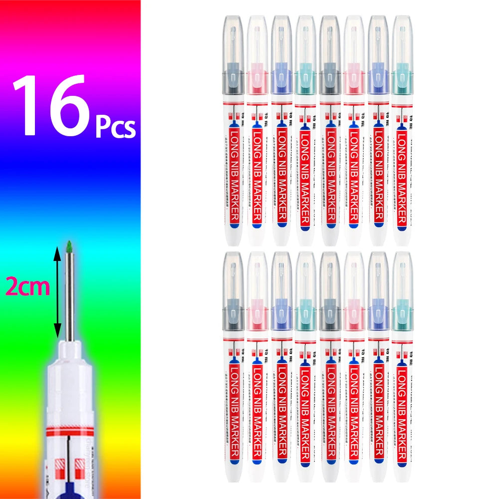 4-80Pcs 2Cm Waterproof Long Head Markers Deep Hole Marker Pen for Metal Carpenter Red/Black/Blue/Green Ink Woodworking Tools