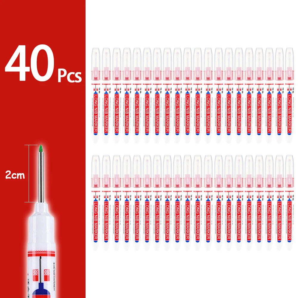 4-80Pcs 2Cm Waterproof Long Head Markers Deep Hole Marker Pen for Metal Carpenter Red/Black/Blue/Green Ink Woodworking Tools