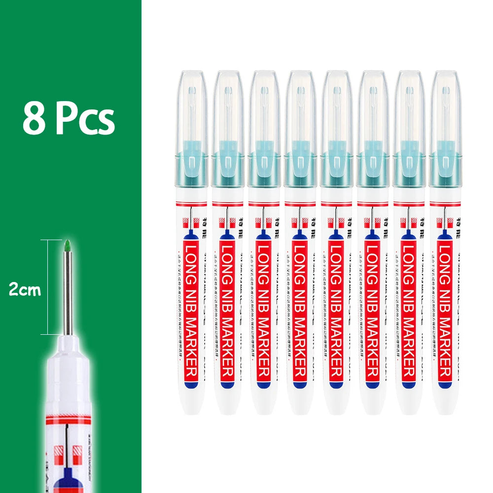 4-80Pcs 2Cm Waterproof Long Head Markers Deep Hole Marker Pen for Metal Carpenter Red/Black/Blue/Green Ink Woodworking Tools