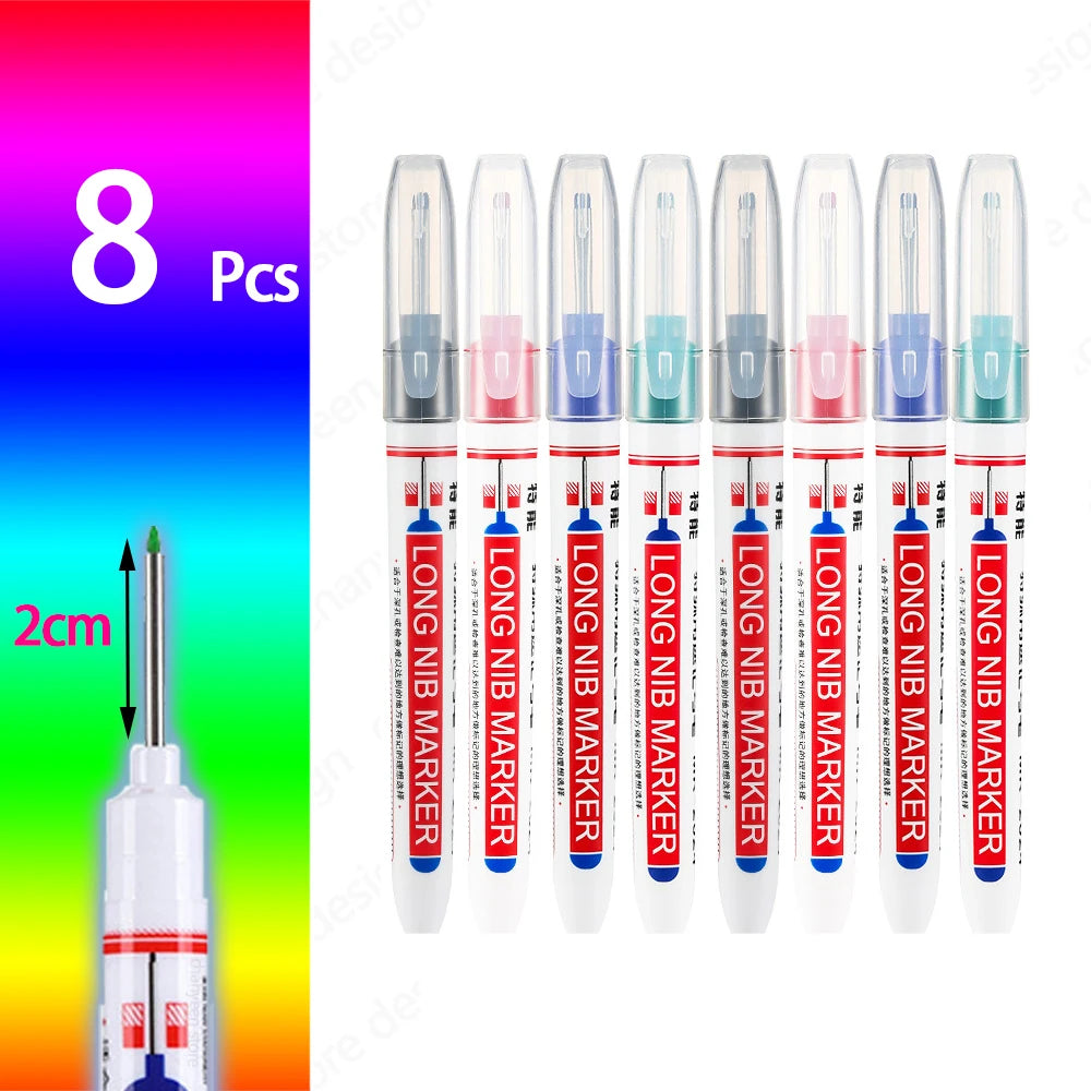 4-80Pcs 2Cm Waterproof Long Head Markers Deep Hole Marker Pen for Metal Carpenter Red/Black/Blue/Green Ink Woodworking Tools